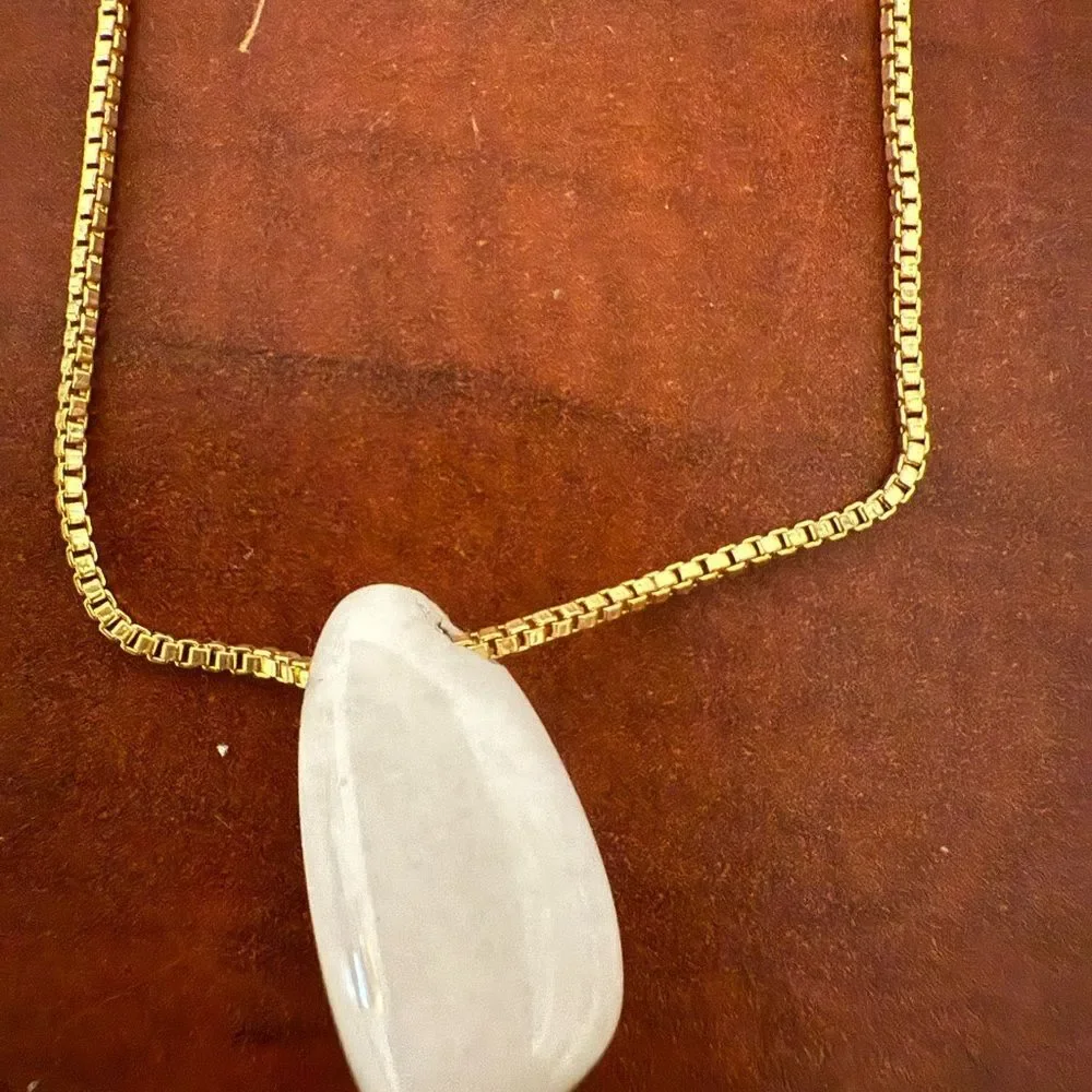 Madewell Milky Quartz Teardrop Gold-Tone Box Chain Necklace - Picture 6 of 7